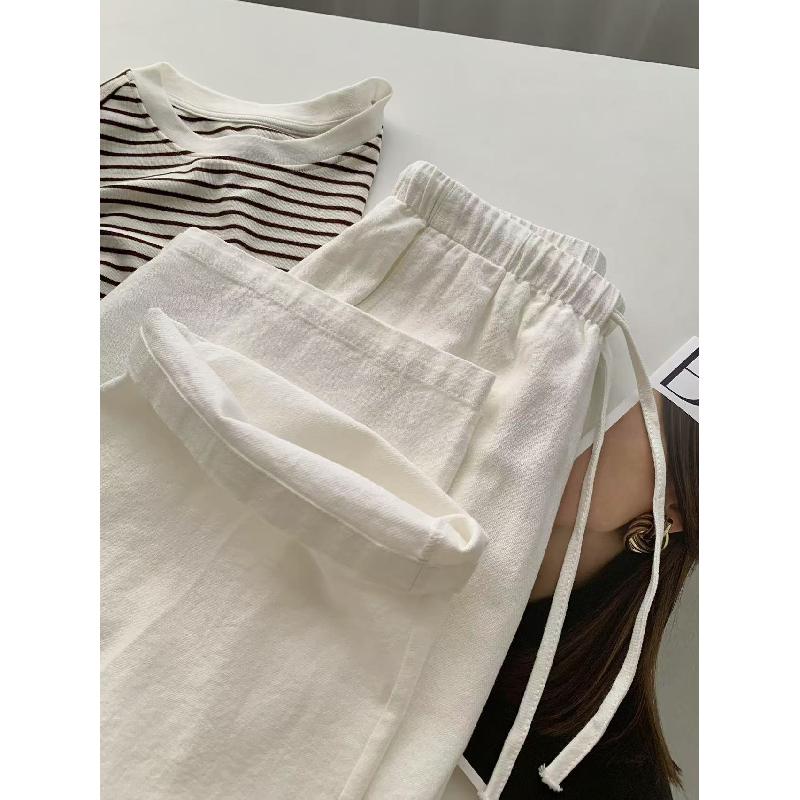 Women's white casual pants, spring/summer 2026, loose high-waisted, elegant straight-leg pants