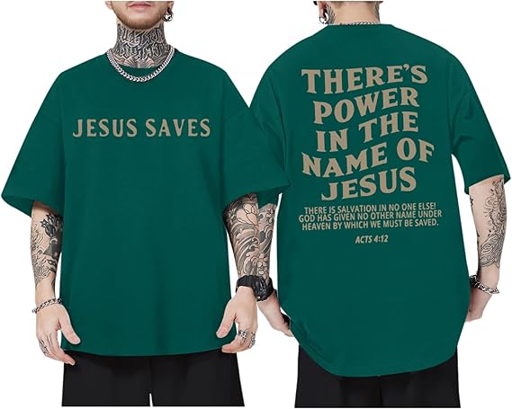 Jesus Saves TShirt Summer Mens Christian Faith Graphic Tee Acts 412 Print Minimalist Streetwear Short Sleeve Casual Top