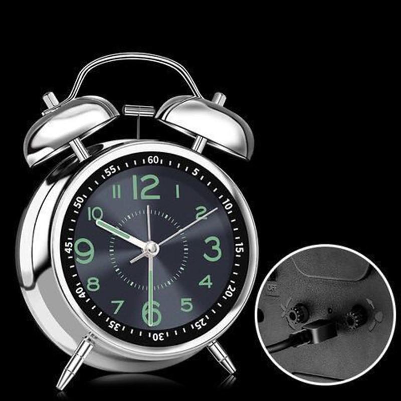 Modern Metal Alarm Desk Clock Silent Mechanical Desk Clock Living Room Decor Table Clocks Creative Table Clocks with Night Light