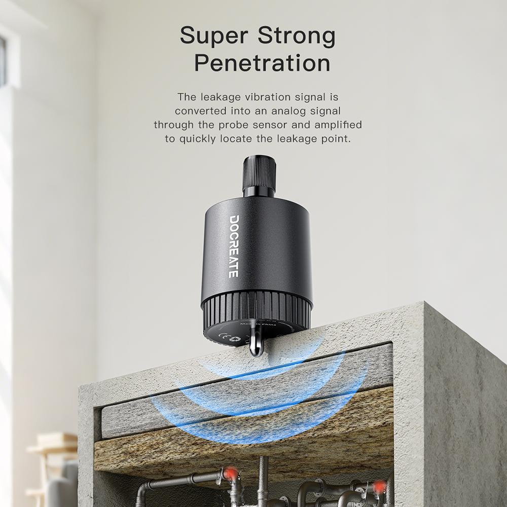 Water Mains Leak Detector Underground Pipe Leak Monitor Portable Type-C Leak Detector kit with Headphones for Indoor and Outdoor