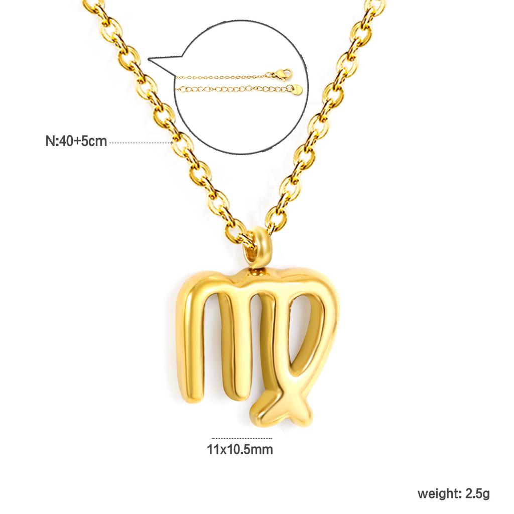 Fashion Creative Zodiac Pendant Necklace Gold Bubble Charm Versatile Collarbone Chain Jewelry