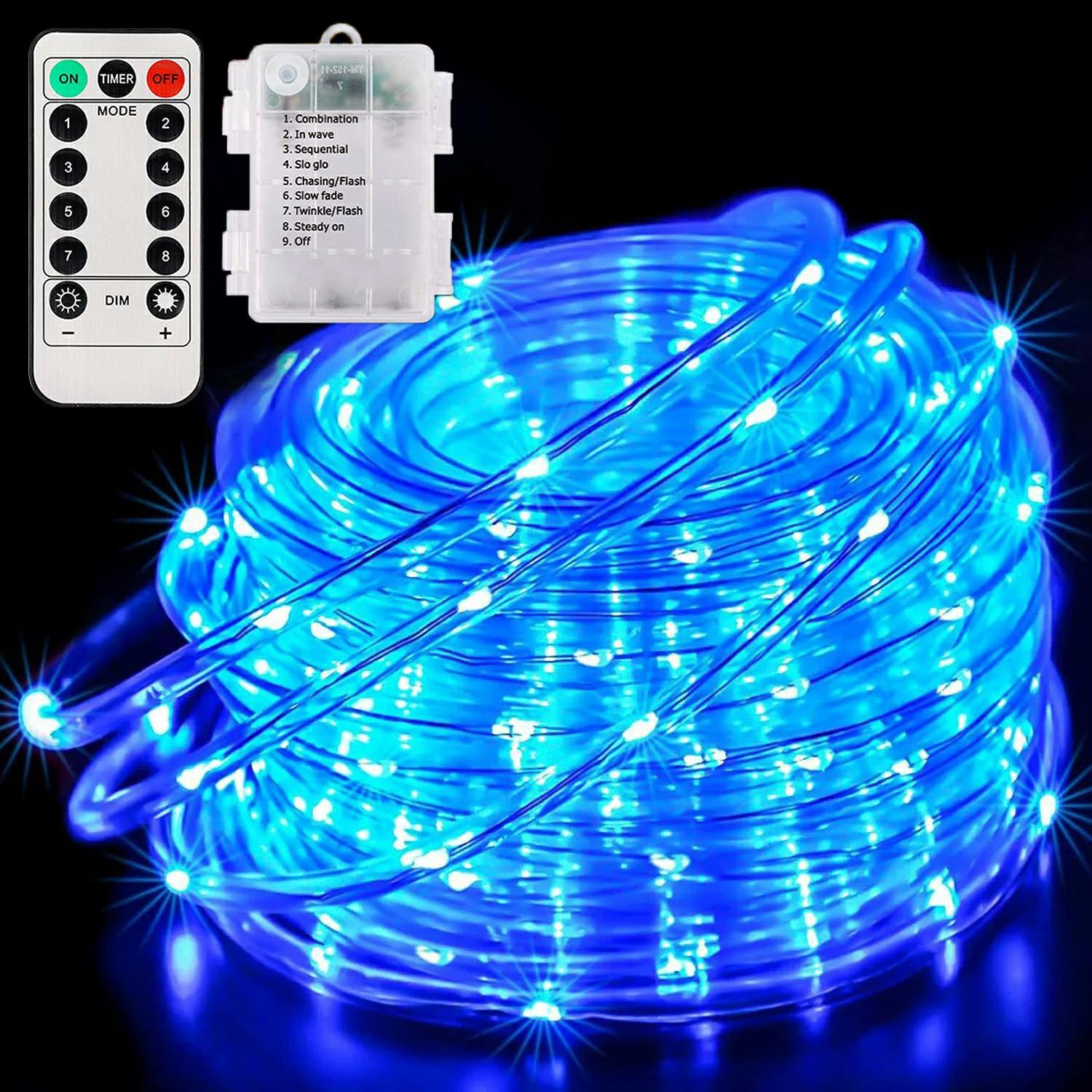 

7m 50 LED Remote Control PVC Copper Wire LED String Light with Empty Battery Box Garden Decoration Blue