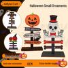 Creative Wooden Halloween Ghost and Pumpkin Ornament for Desktop Display