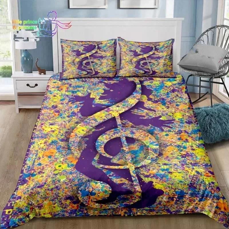Music Note Piano Bedding Set Single Twin Full Queen King Size Bed Set Adult Kid Bedroom Instrument Bedding Gift