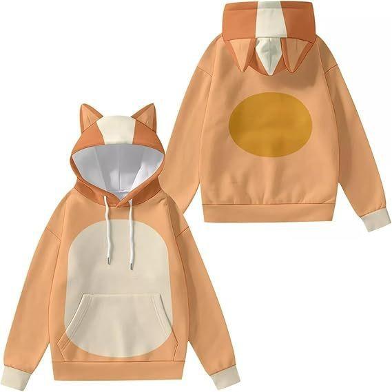 Bluey Cat Ear Hoodie 3D Digital Print Graphic Pullover Streetwear Unisex Couple Sweatshirt