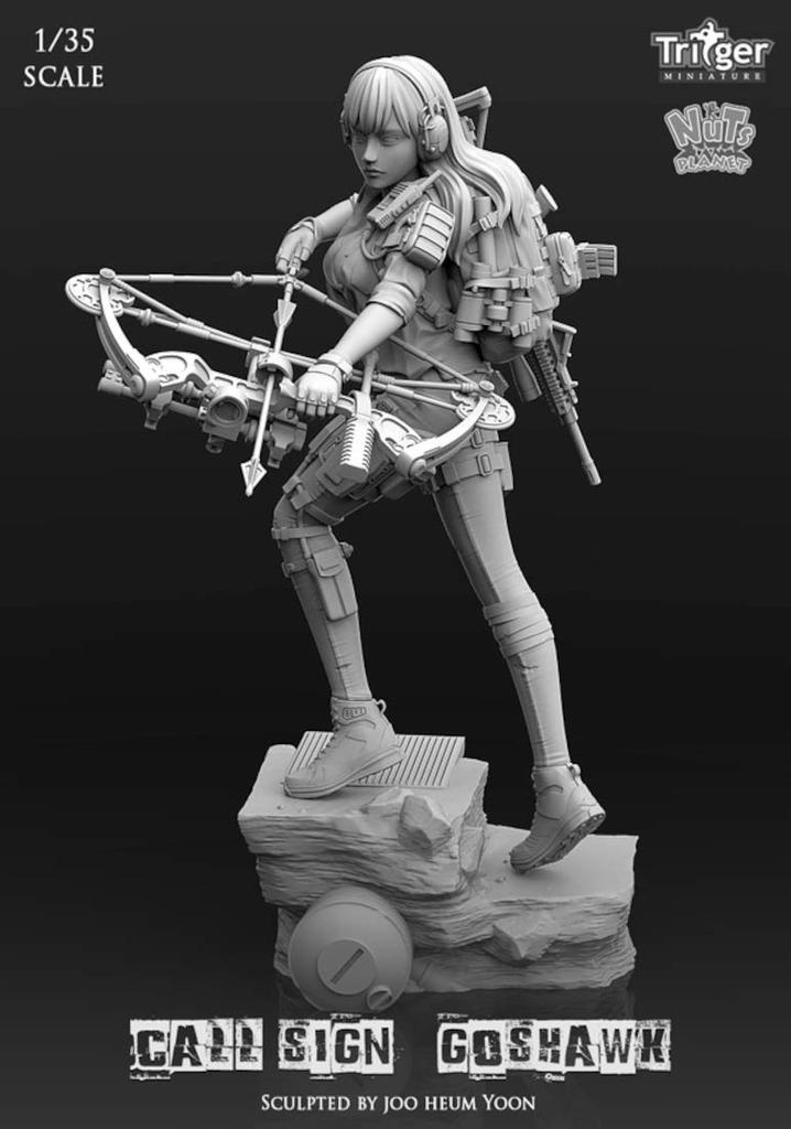 Nuts Planet Call sign is Goshawk Female scout with compound bow Unpainted resin assembly kit T35022 1/35
