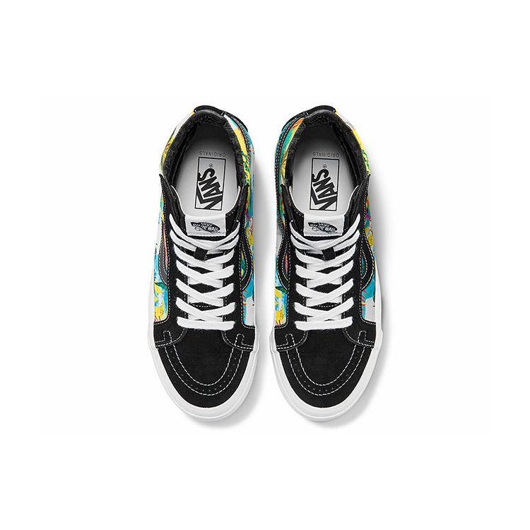 Vans Sk8 Vault Og Lx Canvas Suede Classic Casual Fun Print High Top Skate Shoes Unisex Sneakers Black Multicolor VN0A4BVBB56