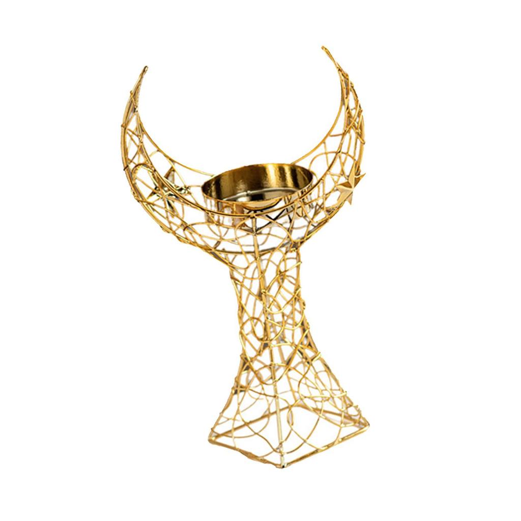 Crescent Tower Candle Holder Metal Ornament Candlestick Candle Stand Candle Holder for Home Festive Wedding Decorative Event