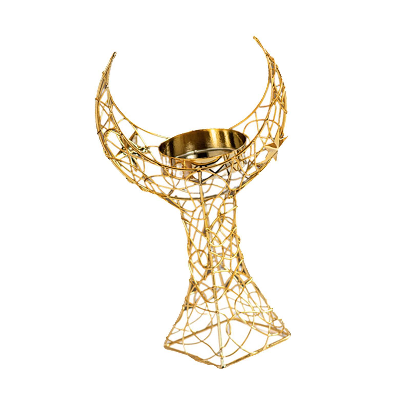 Crescent Tower Candle Holder Metal Ornament Candlestick Candle Stand Candle Holder for Home Festive Wedding Decorative Event
