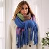 Winter Scarf Women Luxury Autumn Winter Cashmere Scarf Thickened Warm Shawl Classic Tassels Fluffy Scarf Plaid Color Soft Shawl