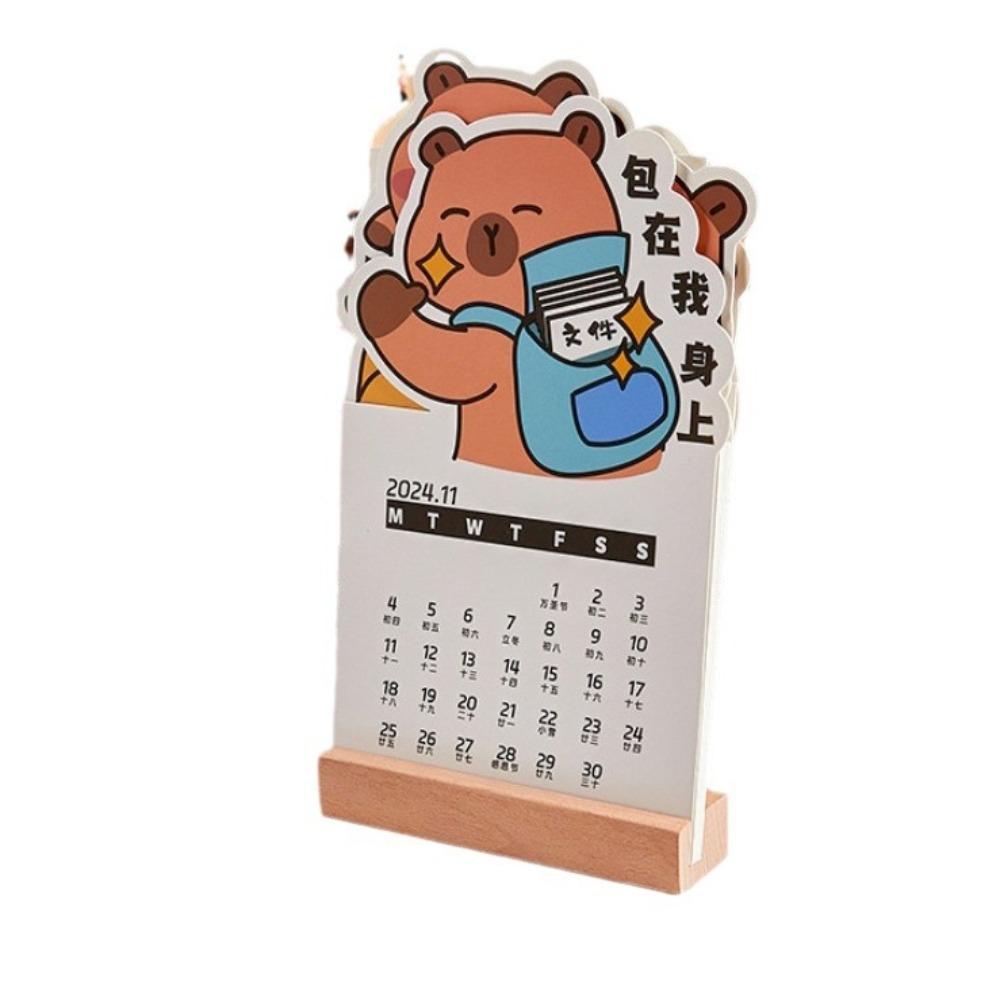 Creative 2025 Desk Calendar Cartoon Practical Calendar Stationery Capybara Calendar  Making Plans