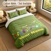 3Pcs Bedding Set Custom Name Text, 1 Sheet 2 Pillowcases Home Bed DecorPikmin