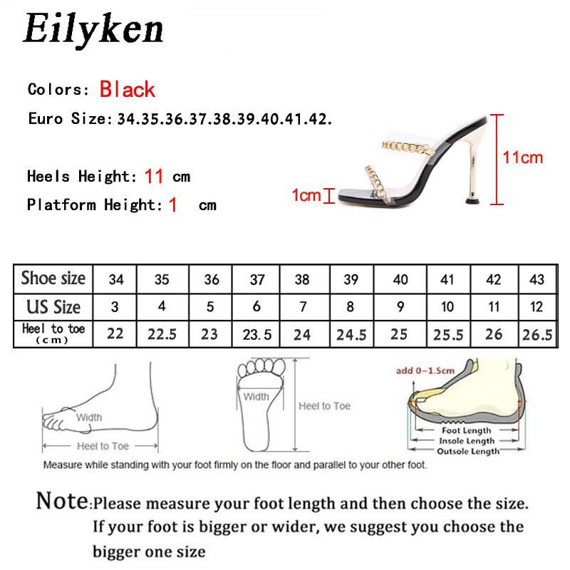 Clear PVC Transparent High Heel Slippers Summer Fashion Chain Design Slip On Square Toe Slides Women Mules Pumps