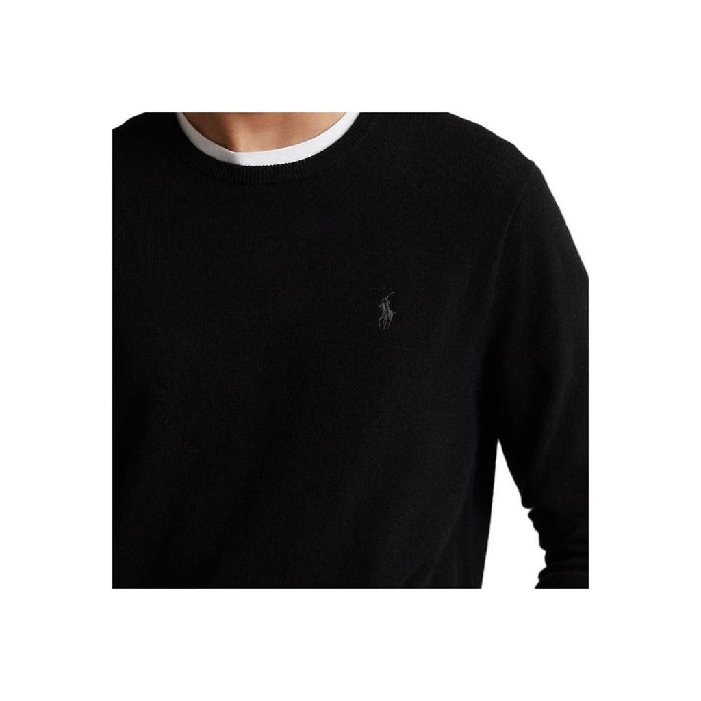 Polo Ralph Lauren FW23 Solid Color Crew Neck Casual Pullover Sweater Men sweater Black MNPOSWE16821244-001