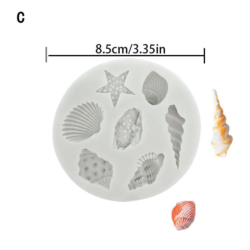 Silicone Mold Marine Theme Seashell Cake Decorating Tools Chocolate Conch Butter Mold Starfish Clay Fondant Crafting Baking