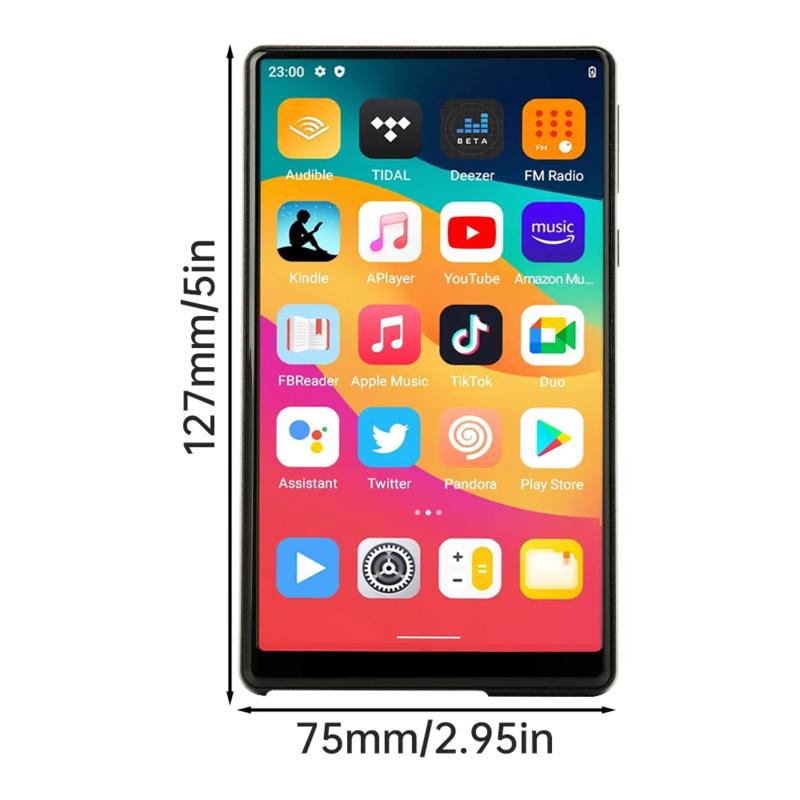 Mini WiFi MP4 Player Android 11 5.0" IPS Touchscreen 1080P Video Bluetooth MP3 Player Unterstützt Spotify/Pandora/Tidal/Deezer