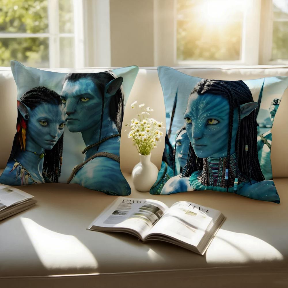 Epic SciFi Movie AAvatar The Way of Water Cushion Cover Pillowcase Antidustmite Invisible Zipper Short Plush Sofa Cushion