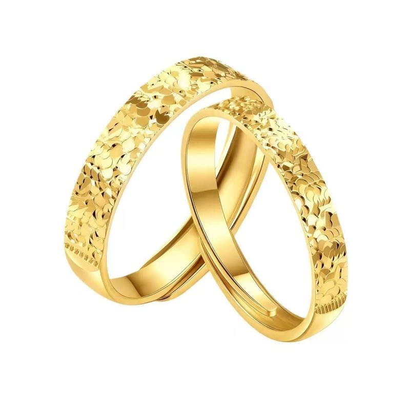 Adjustable Classic Couple Rings Set Rhodium/Gold Plated Brass Open Rings with Zircon Flower Design for Lovers