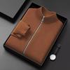 Men's 2024 Autumn/Winter Stand Collar Knitted Cardigan Jacket for Middle-Aged and Young Men - Versatile Zipper Sweater Coat