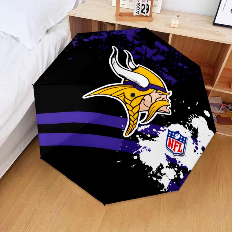 Minnesota Vikings Artwork Umbrella Folding Umbrella, Automatic Umbrella 8-Frame for Travel, Camping Use Gift for Halloween Christmas
