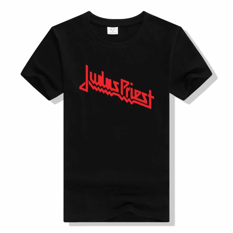 Judas Priest Bedrucktes T-Shirt Musikband Streetwear Baumwoll-T-Shirt Heavy Metal T-Shirt Sportoberteile Kurzarm-T-Shirt