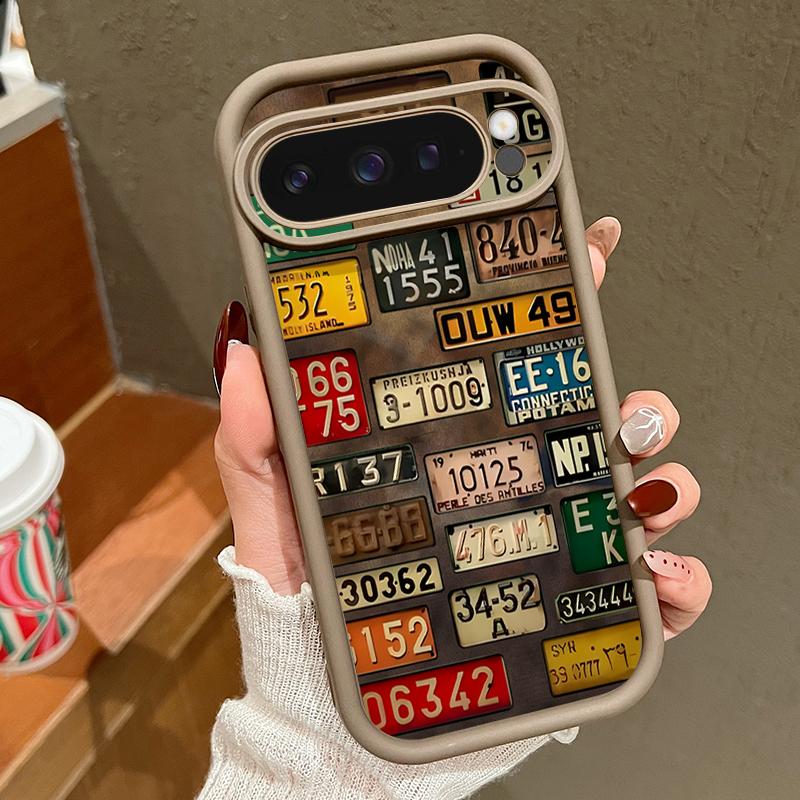 Retro License Plate TPU Case For Google Pixel 10 8 7 Pro Pixel 10 9 Pro XL Shockproof Silicone Cover For Google Pixel 9A 7A 8A