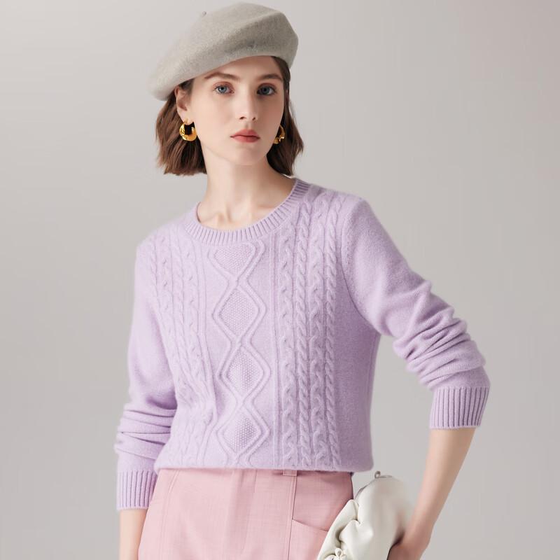 Women's Round Neck Cashmere Cable Knit Sweater
