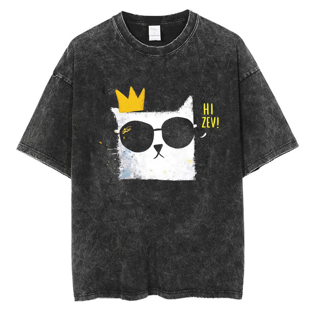 2026 Game Dungeon Crawler Carl Vintage Washed Tshirt Men Women Cat Humor Fashion Aesthetic Short Sleeve Tshirts Y2k Streetwear