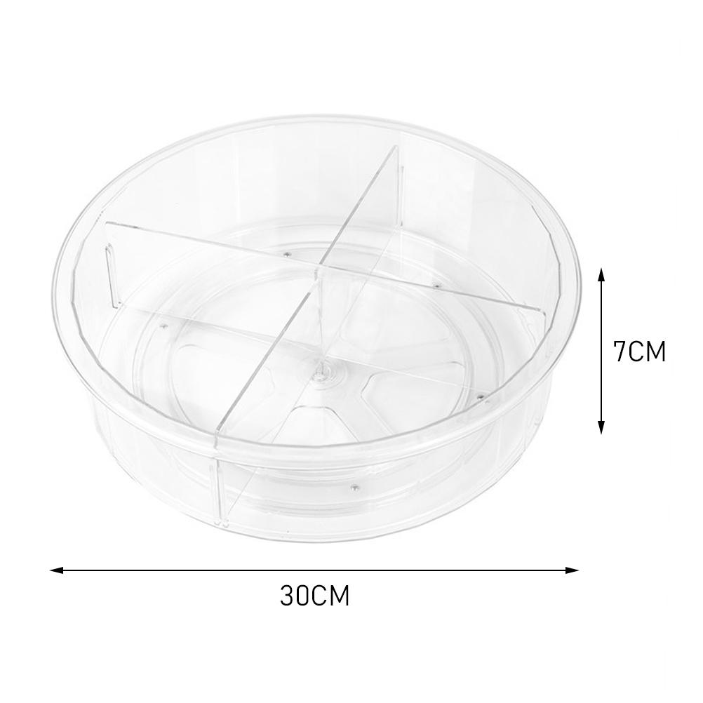 360 Rotating Clear PET Storage Tray Desktop Organizer Fruit Plate Kitchen Spice Rack