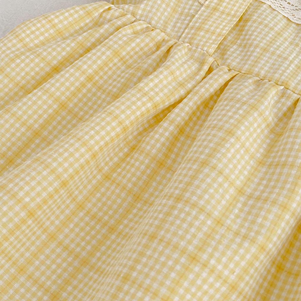 Sommer kariertes Prinzessinnenkleid & Baby Strampler Geschwister Outfits