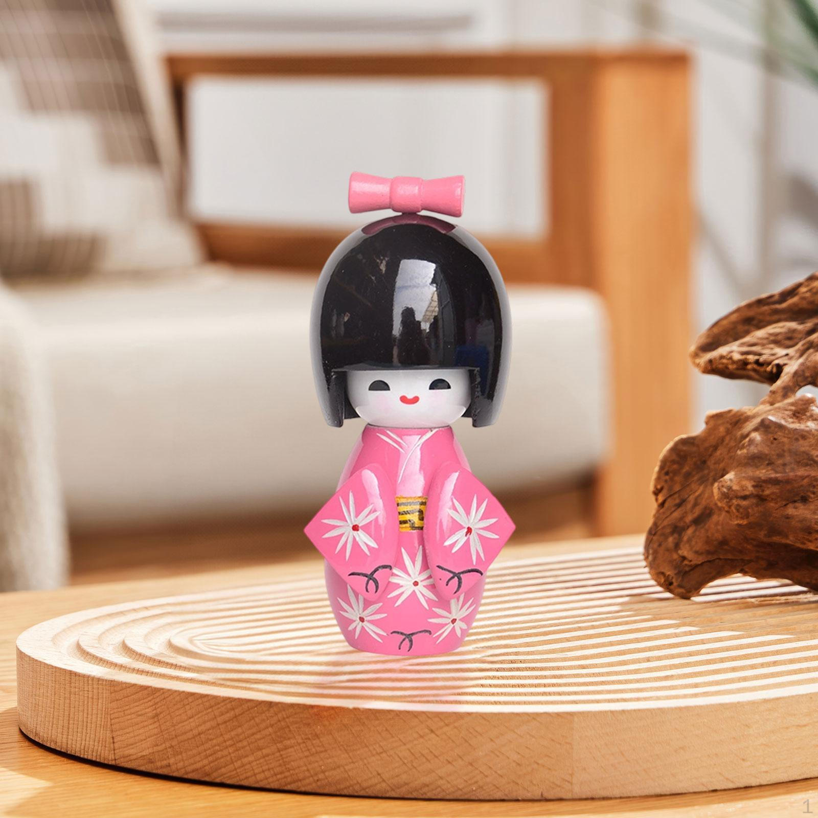 

Traditional Japanese Kimono Geisha Doll Desk .7inch Miniature Statue Wooden Asian Kabuki Figurine розы красного