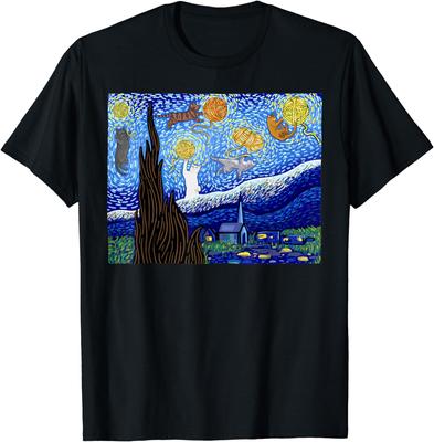 Cat Tshirt Starry Night Cat Cat Shirt Van Gogh Cat Unisex T-Shirt