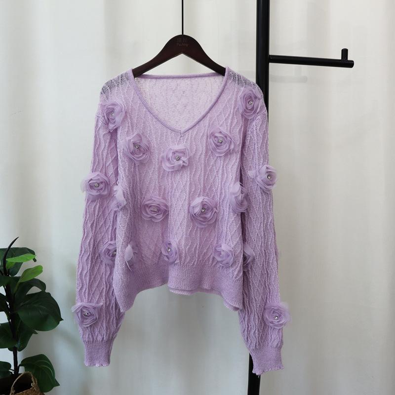 

Тяжелая промышленность трехмерный цветок вязаный свитер топ осень новый тонкий свободный милый нежный свитер пуловер женщина one size fits all