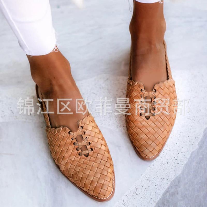 Summer New Sandals  Shoes Flat-soled Woven  Shoes