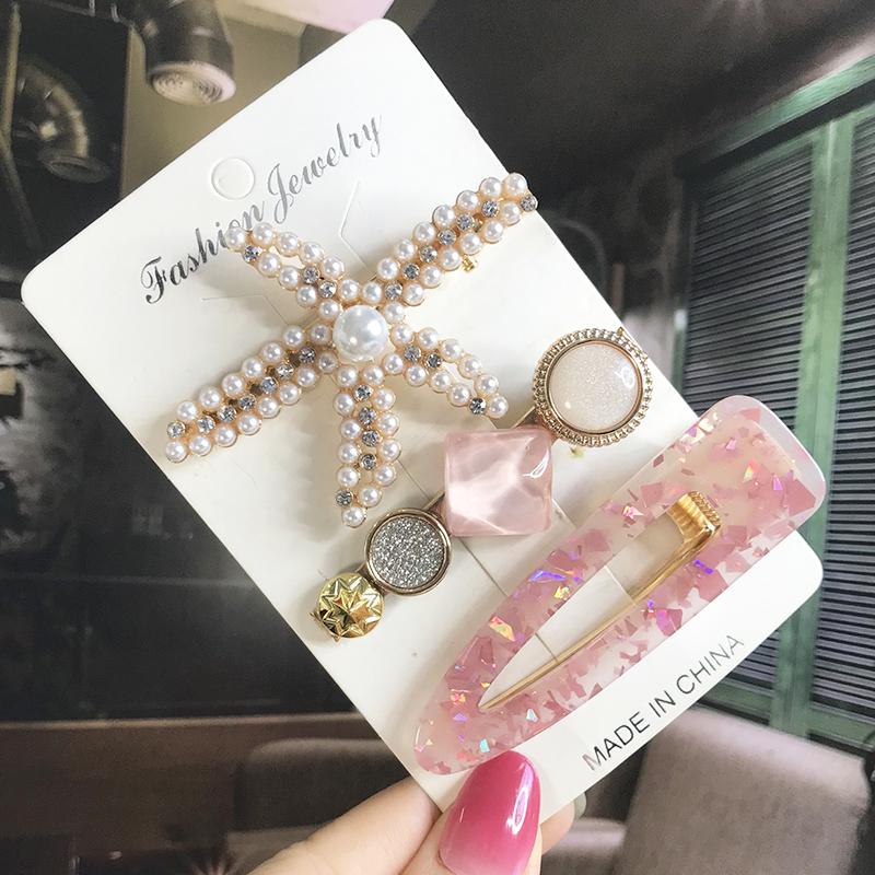 Fashion Hair Pins Side Clip Set Sweet Acrylic Waterdrop Hair Barrettes For Women Girls Korean Geometric Hair Accessories Jewelry