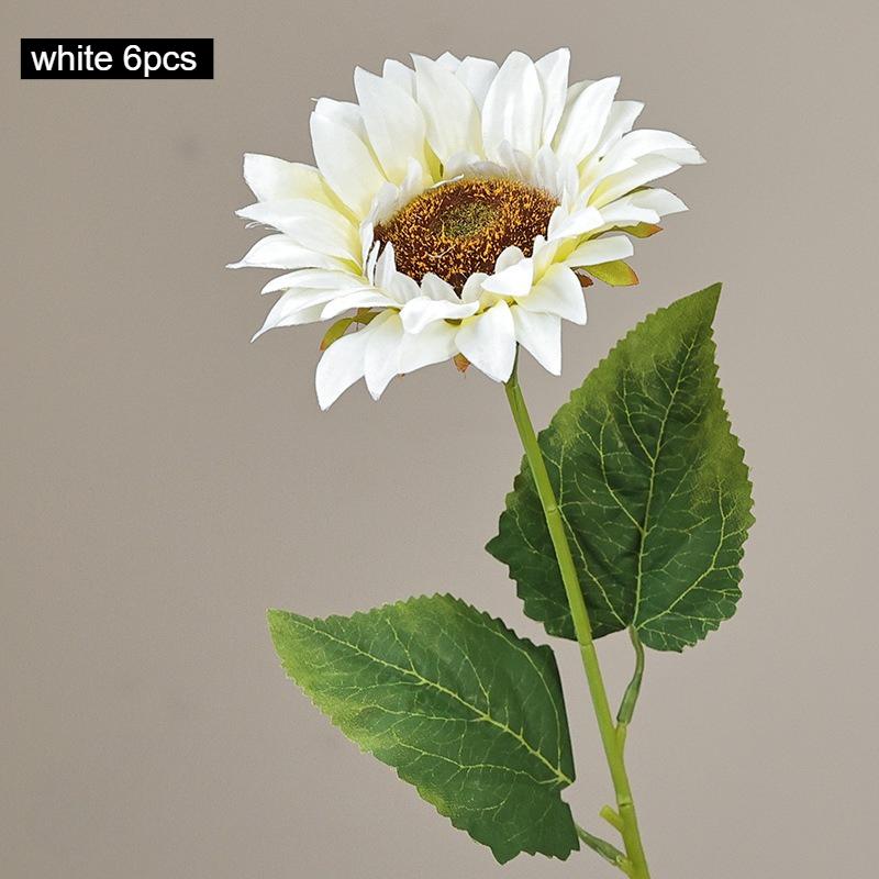 

6pcs Realistic Artificial Sunflowers - with Yellow petals,Brown centers - Fabric Flowers for Wedding,Home,Thanksgiving,Christmas