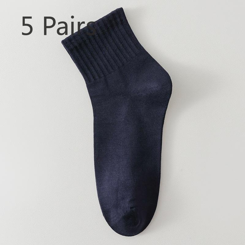 5 Pairs of Men's Autumn Cotton Sweat Absorbing Breathable Deodorizing Tube Socks