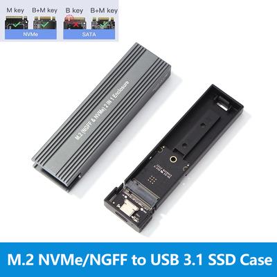 M.2 auf USB 3.1 SSD-Gehäuse, Dual-Protokoll M.2 Nvme Pcie Ngff Sata M2 SSD-Adapter für 2230 2242 2260 2280 Nvme/sata M.2 SSD Rtl9210b