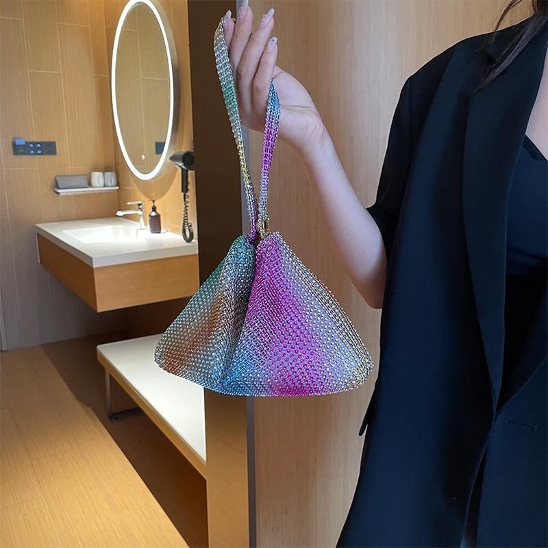 Bag women's bag autumn new simple fashion painted color rhinestone underarm shoulder bag trendy dinner bag