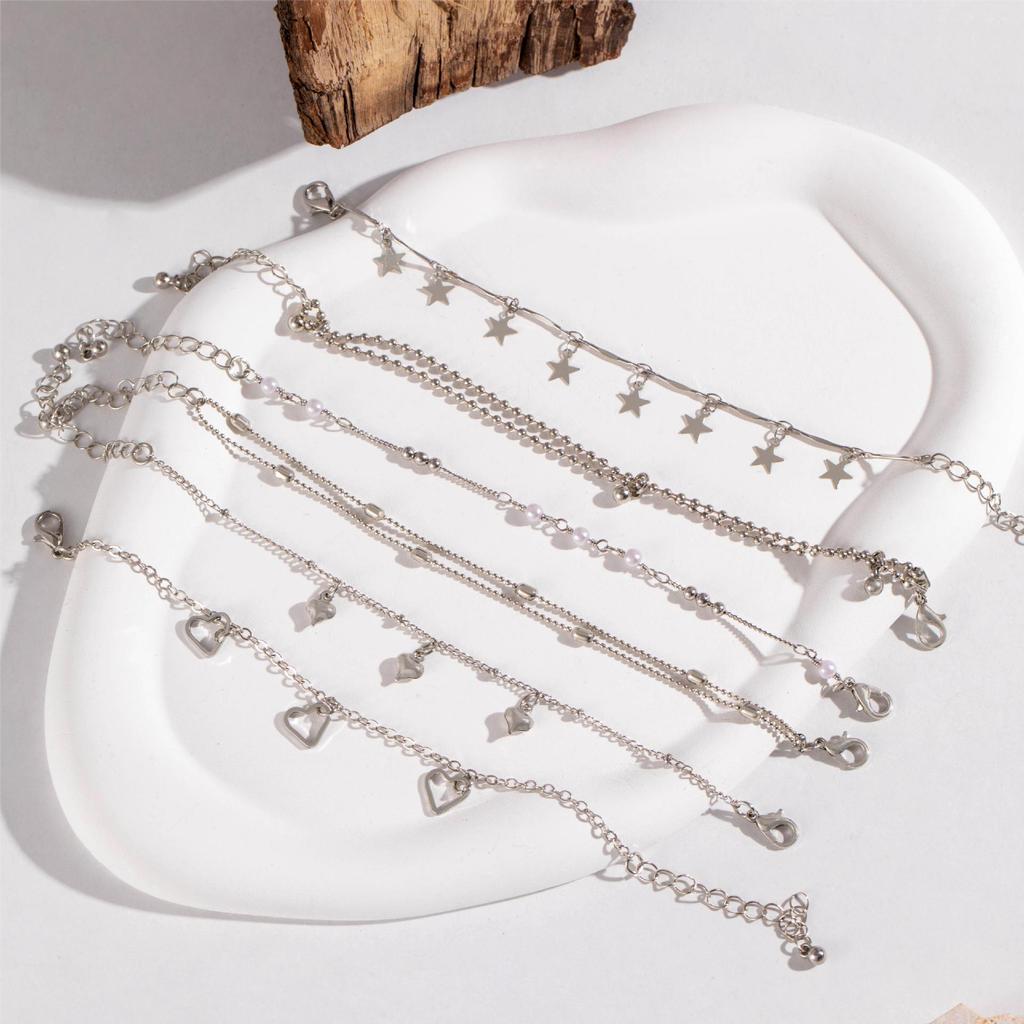 6-teiliges Damenmode Trendiges Metall Kalter Stil Liebesarmband Set Zirkon Geeignet für Dates, Party, Festival Geschenke