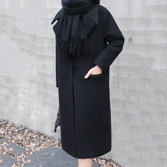 Dámský zimní kabát, midi délka, volný, jednobarevný, kardigan, kapsy, termo, jeden kus