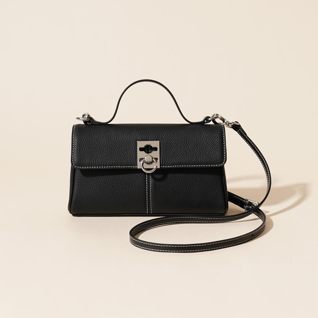 First Layer Cowhide 2025 Spring and Summer New Leather Women's Bag Niche High-end Retro Texture Portable Shoulder Oblique Span Bag