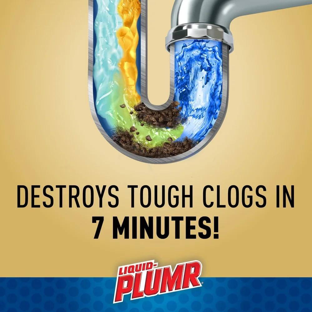Urgent Clear Drain Clog Remover Gel 3 Pack 17 fl oz Fast Action Destroys Hair Grease Soap Scum Safe Pipes