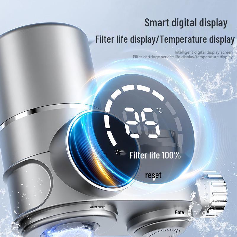 Smart Digital Faucet Water Purifier & Scale Inhibitor - Tap Filter for Kitchen & Bathroom, Detachable & Washable.