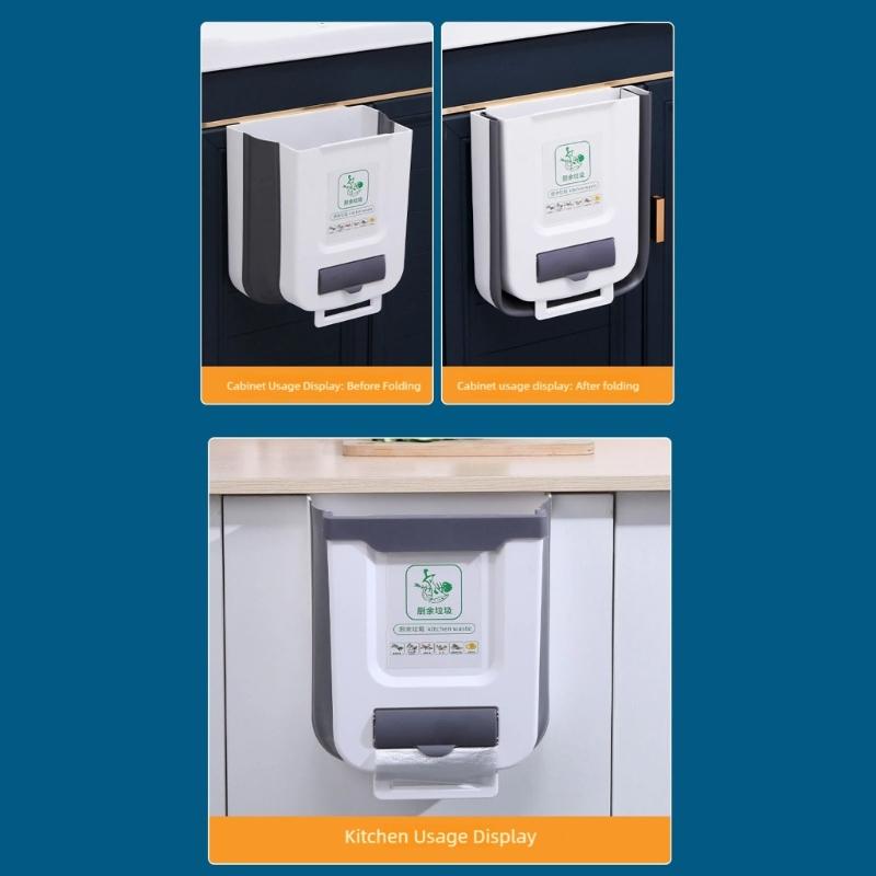 Hanging Foldable Trash Can Leakproof For RVs Bathroom Cabinet Organization Quick Installation Wast Bin Campers Accessories