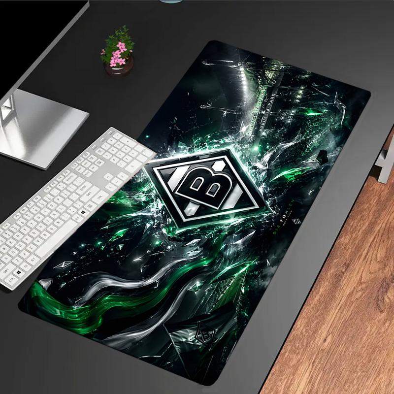 Green And Silver Abstract Mouse Pad, Rubber Base, Mouse Pad for Gamers and Office Use, Gaming Desk , Easy To Clean Mat Christmas fan gifts