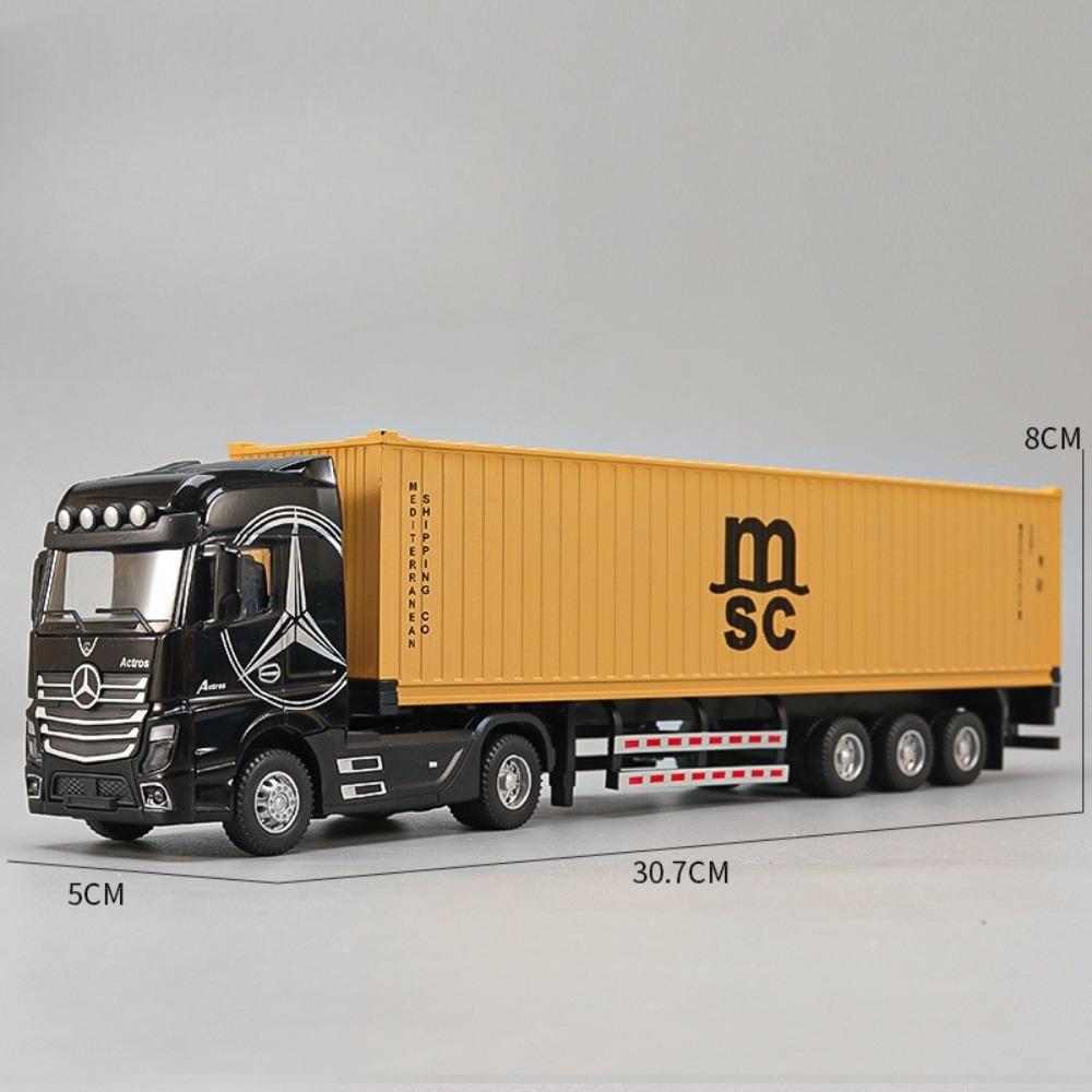 1:50 Amerikanischer Anhänger Transportfahrzeug Diecast Legierung Vorderteil Container LKW Modelle Spielzeug Ton Licht Autos für Jungen Weihnachtsgeschenke