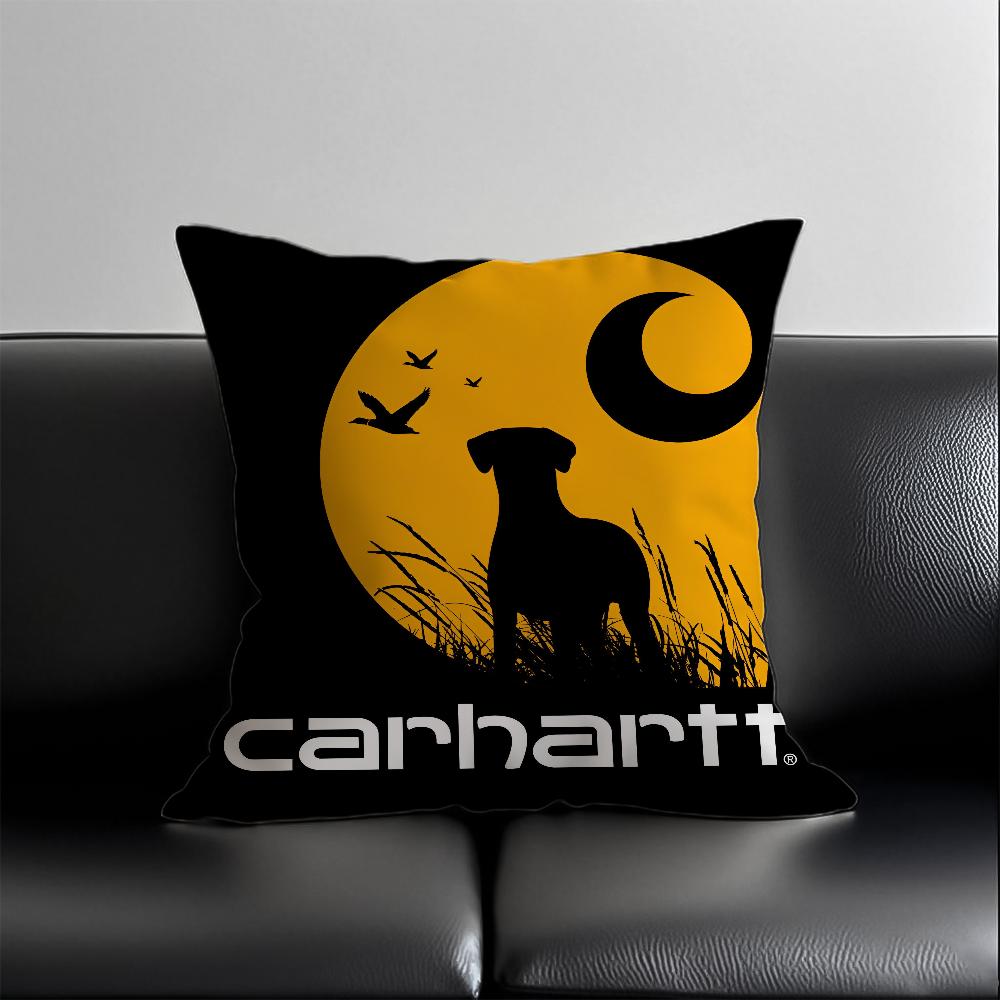 Módní povlak na polštář s logem C-Carhartt, proti roztočům, s neviditelným zipem, hebký krátký plyš, potah na polštář na pohovku