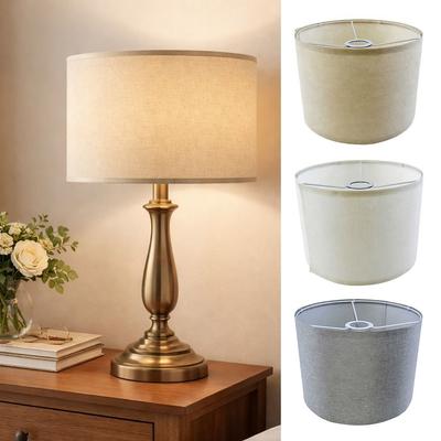 Linen Small Lamp Shades Neutral Tone Minimalist Drum Lamp Shades Beige Color Lamp Shade Adapter Lighting Accessories