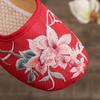 Cloth tow versatile embroidered bag head linen slippers low heel ethnic style mother shoes daily home home women's shoes